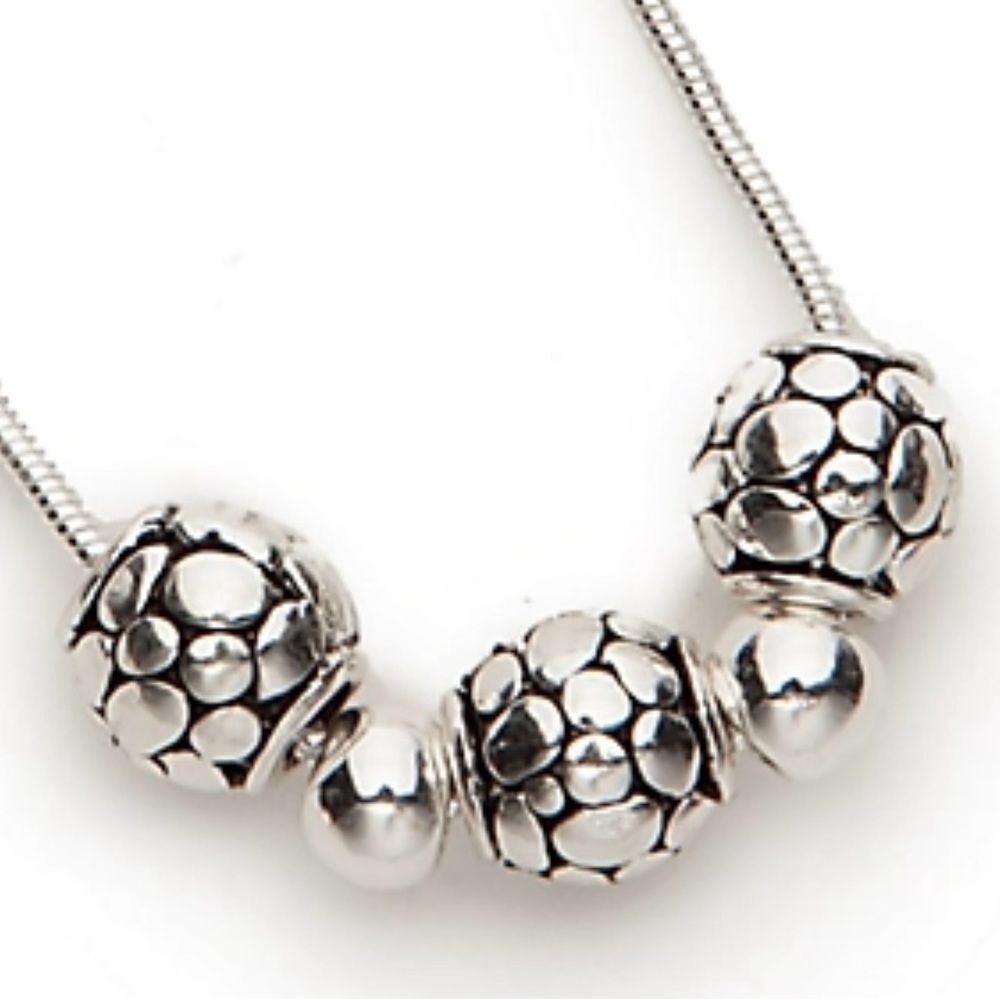 Silver-Tone Sensitive Skin Beaded Necklace Earring Set